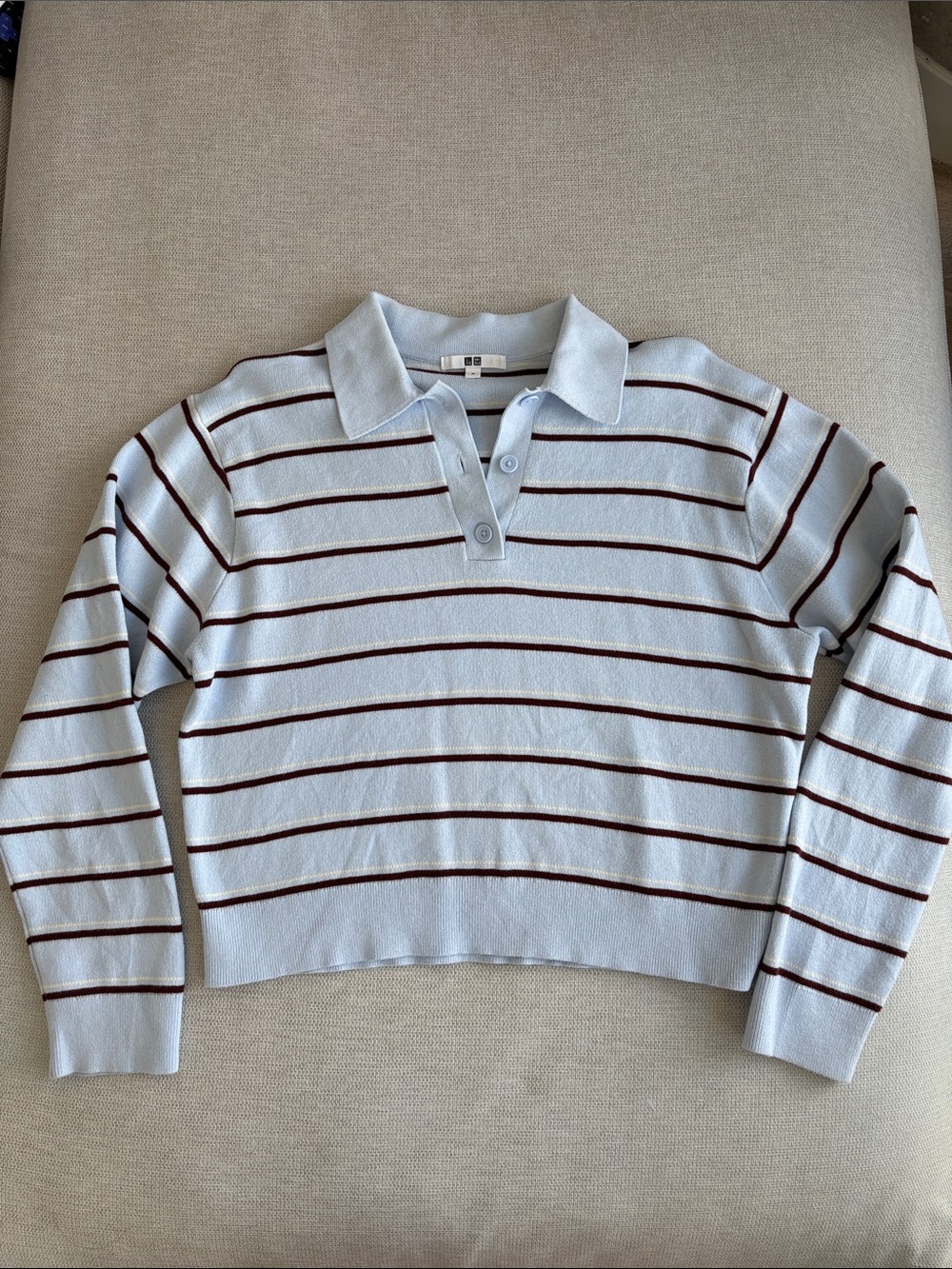 Uniqlo Light Blue Striped Polo Sweater
